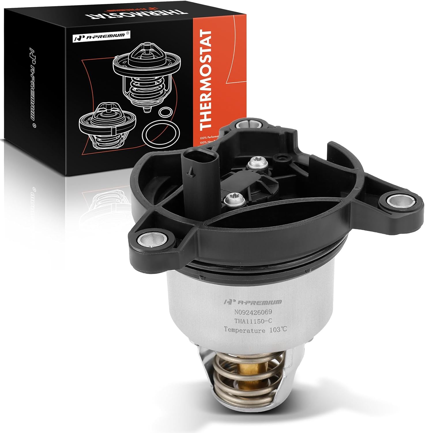 A-Premium Engine Coolant Thermostat Housing Assembly with O-ring Compatible with Audi A6 allroad, A7 Sportback, A8 Quattro, Q5, Q74, Q8, RS5, RS5 Sportback, S4, S5, S6, SQ5 & Porsche Cayenne, Macan