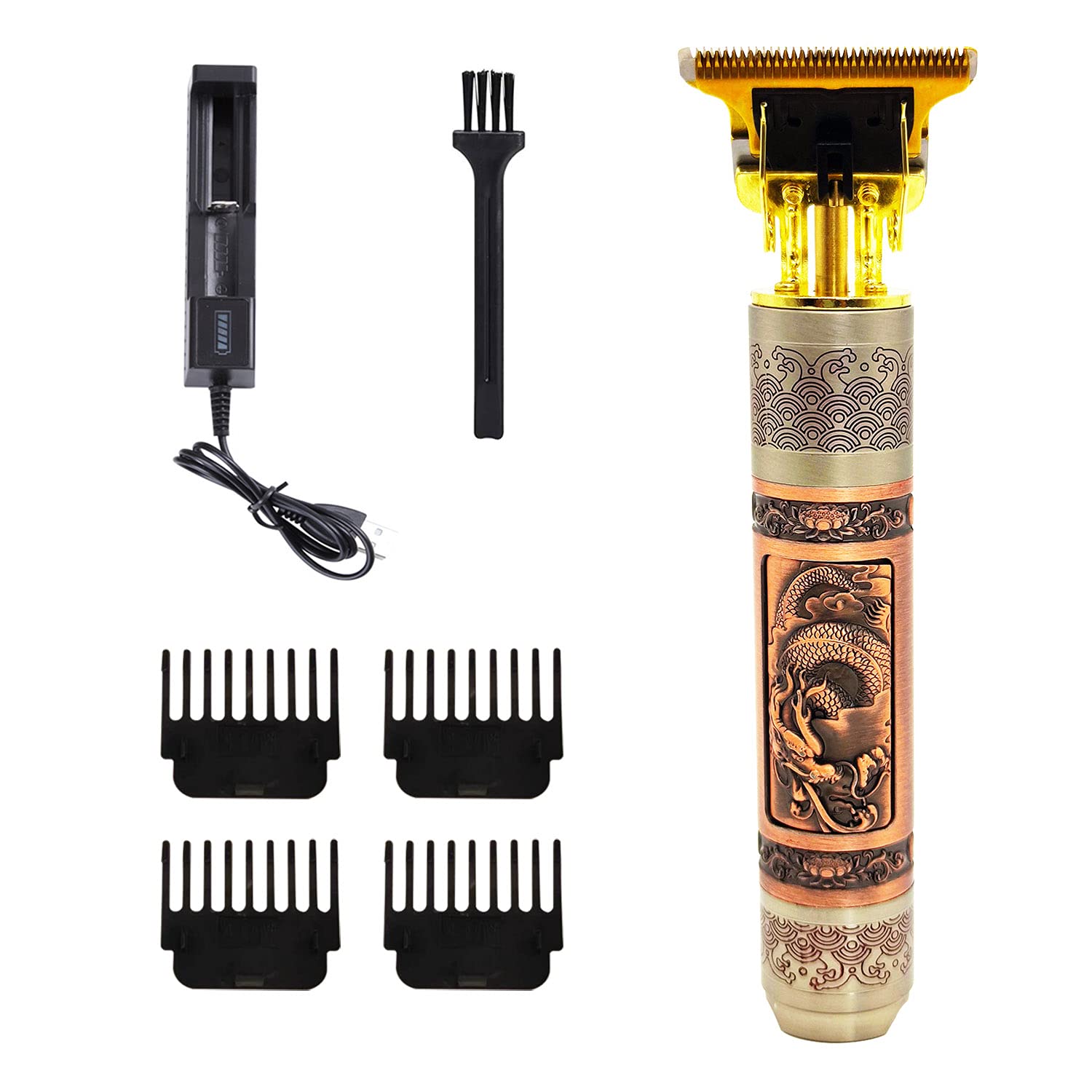 ReverseClock Hair Clippers for Men, Pro Li Close Cutting Trimmer, T-blade Cordless Electric Rechargeable Grooming Kit 1.5/2/3/4 mm Zero Gapped Detail Barber Haircut (Dragon King)