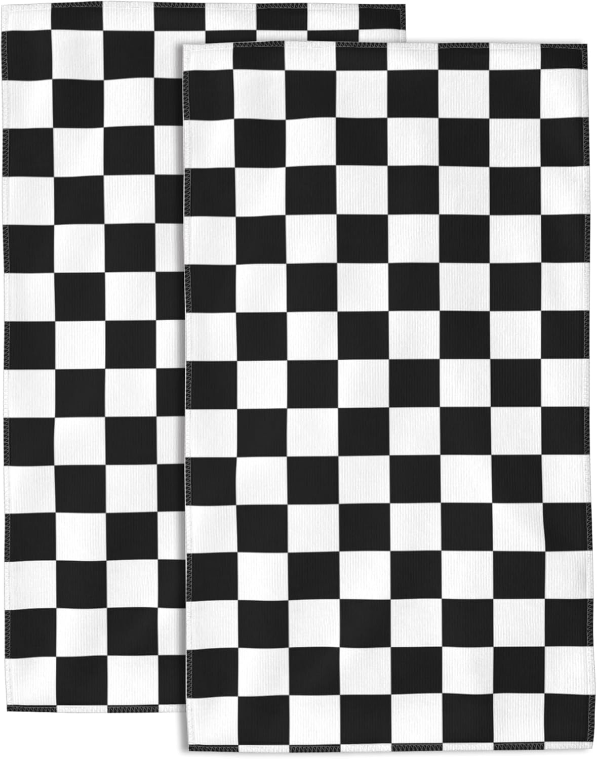 Checker Gameboard Hand Towels for Bathroom - Set of 2 Soft Absorbent Bath Towels for Kitchen, Sports, Gym, Yoga, Home Decor - 14 x 28 in
