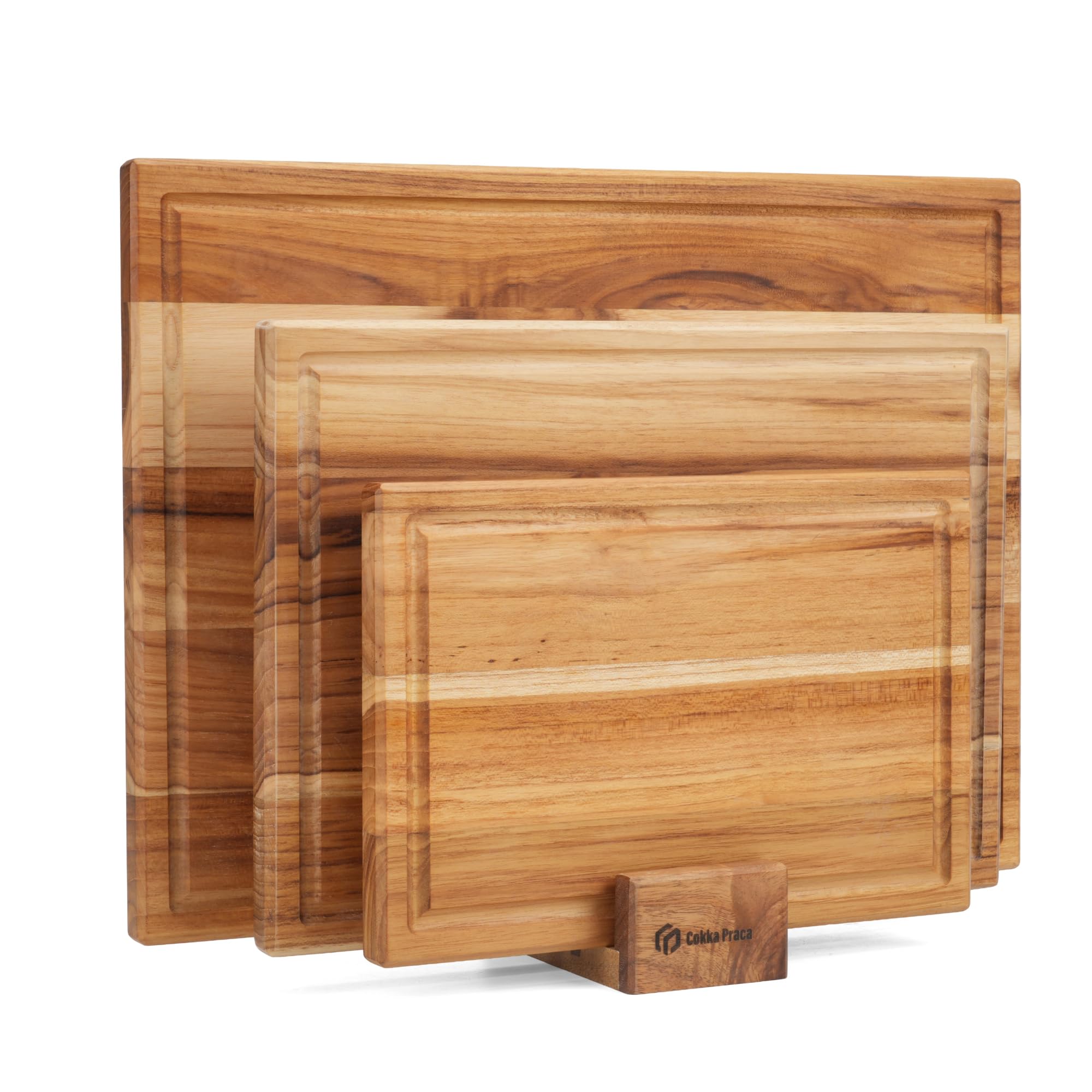 Cokka Praca Teak Cutting Board Set with Stand