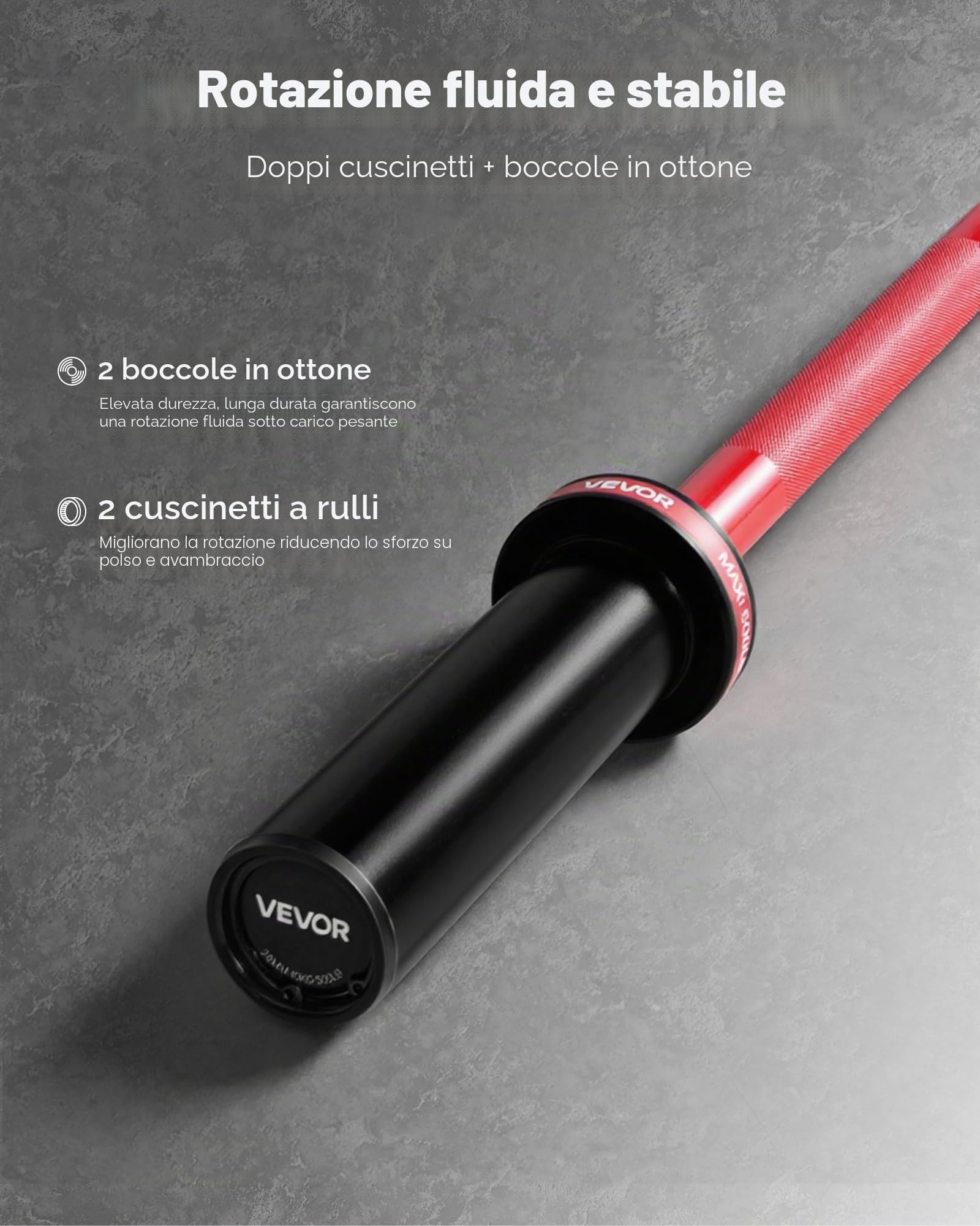 VEVOR Bilanciere da 1,2 m/1,8 m/2,8 m, adatto per pesi da 5,1 cm, barra cromata con impugnatura zigrinata per allenamento della forza, sollevamento pesi, squat, stacco da terra, panca, ricci, pressa