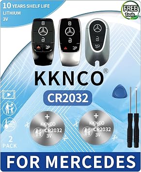 Key Fob Battery Replacement for Mercedes-Benz GLE Sprinter GLC C-Class GLS GLB E-Class S-Class GLA G-Class A-Class CLA EQS EQE EQB AMG GT Remote Key,CR2032 Pack of 2 Check Fitment Guide