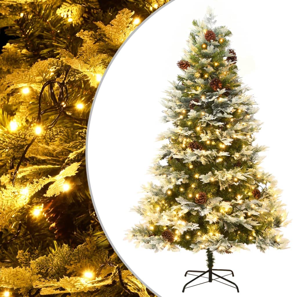 Simulazione di albero di Natale Decorazione Natalizia Mini albero di natale Albero di Natale Preilluminato con Pigne Verde 195 cm PVC e PE per Natale, casa, cucina, tavolo da pranzo
