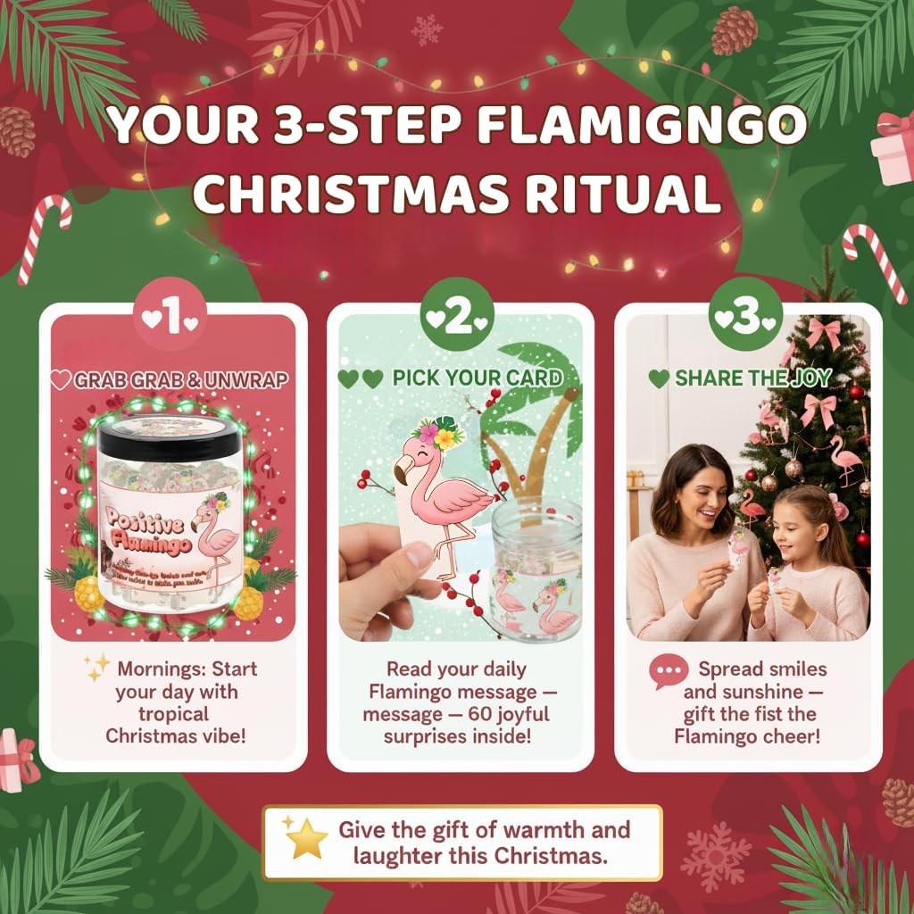 Positive Flamingo Jar with 60 Daily Affirmation Cards, Emotional Support Flamingo Decor, Mini Flamingo Figurines, Birthday Gifts for Women and Friends, Inspirational Desk Present for Coworkers - Image 4