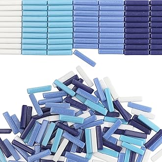 Youway Style Mosaic Tiles for Crafts Bulk,200g Blue Colors Mosaic Glass Pieces,Strips Shapes Glass Tiles for DIY Crafts Art,Mosaic Supplies and Mosaic Projects (Multi-Blue)