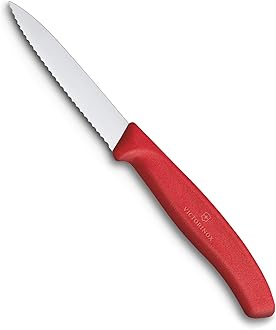 Victorinox Küchenmesser 8cm Swiss Classic (Extra scharfer Wellenschliff, Ergonomischer Griff, Spülmaschinengeeignet) rot