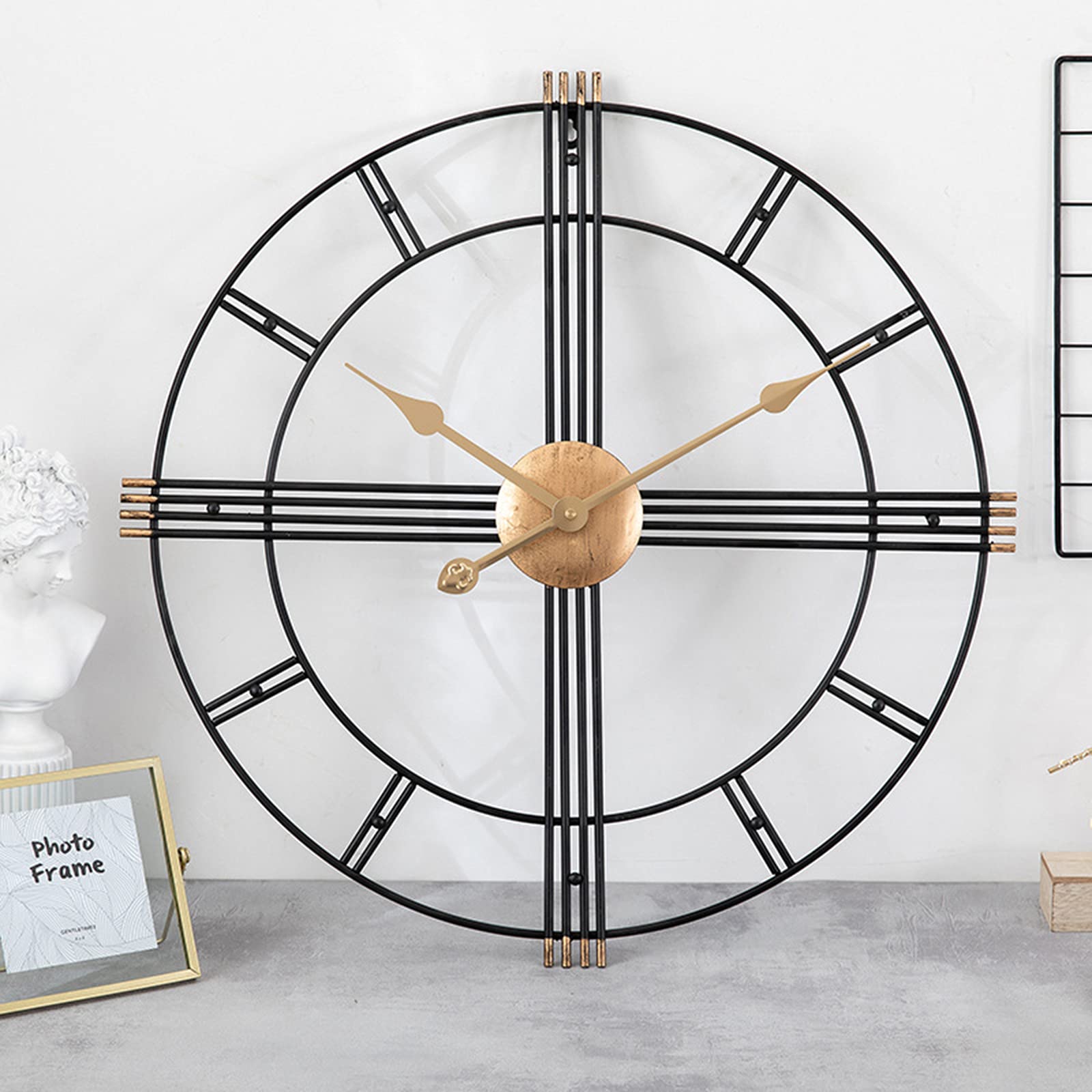 Reloj de Pared para Sala de Estar, Reloj de Pared Grande de Metal 3D Retro, Reloj Decorativo de Arte de Pared silencioso Que no Hace tictac, Reloj de Pared de Estilo Industrial par