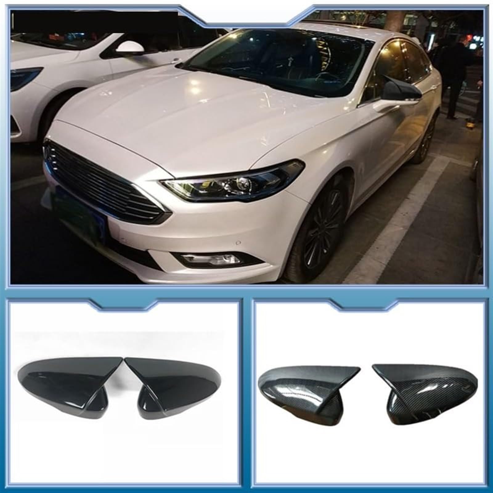 Osłona lusterka wstecznego chromowana do samochodu, osłona lusterka bocznego, do Forda, Mondeo, Fusion 2013-2020, części zamienne do lusterek bocznych Nakładka na lusterko wsteczne(1 PAIR BLAC
