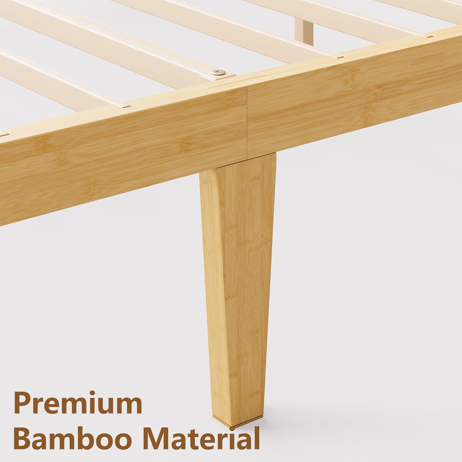 14 in High Solid Bamboo Wood Twin XL Bed Frame with Headboard, Platform Twin XL Size Bed Frame, Heavy Duty, No Box Spring Needed, Nosie Free - Image 8