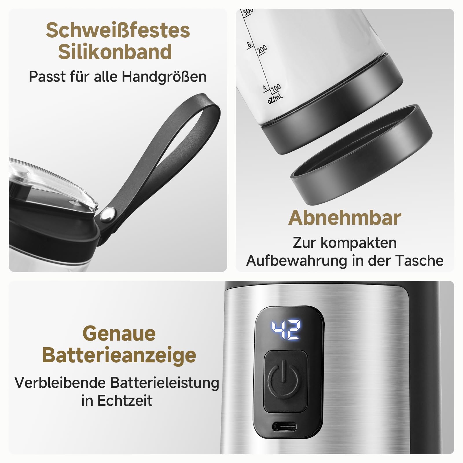 AMZCHEF Tragbarer Mixer 600ml - Smoothie Maker mit 6 Klingen,120W Motor Mixer to Go, Schnellladung über USB-C, IPX6 Wasserdicht, BPA-Frei,Mini-Mixer für Shakes Smoothies Proteinpulver