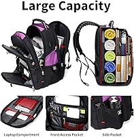 Vista 14 de Shrradoo Mochila de viaje extragrande para laptop, 52 litros, con puerto de carga USB, para portátiles de 17 pulgadas, para hombres y mujeres