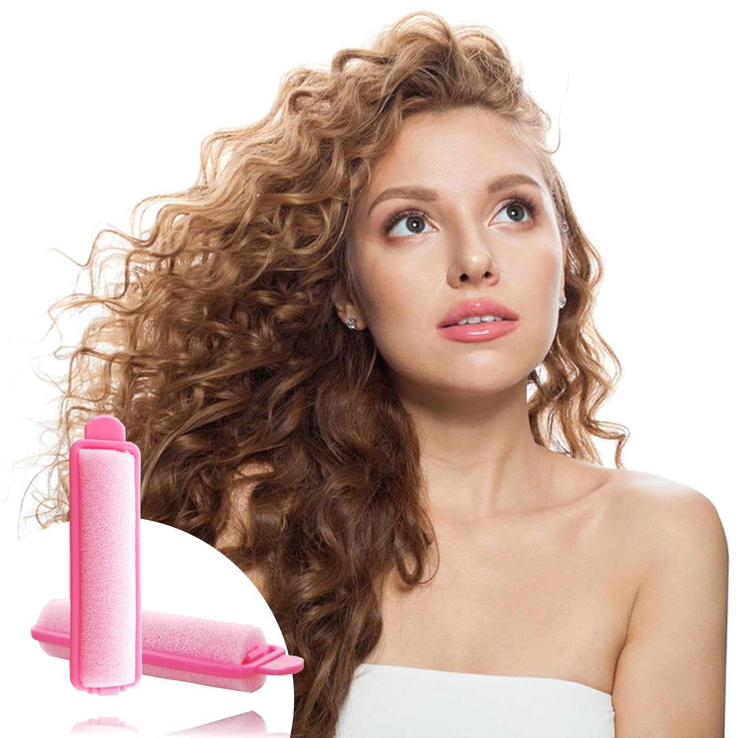 100 PCS Foam Sponge Hair Rollers 0.59 Inch Flexible Soft Curlers for Effortless Hair Styling Stainless Steel Rat Tail Comb Ideal for Comfortable Overnight Use (Purple Pink)