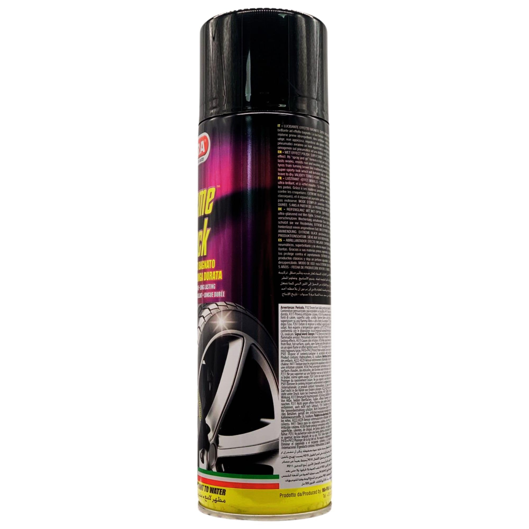 FEI FAN Lucidante Effetto Bagnato per Gomme Extreme Black Super Brillante, Lunga Durata e Resistente all'Acqua. Nero Estremo per Le Gomme 500ml (2 Spray)