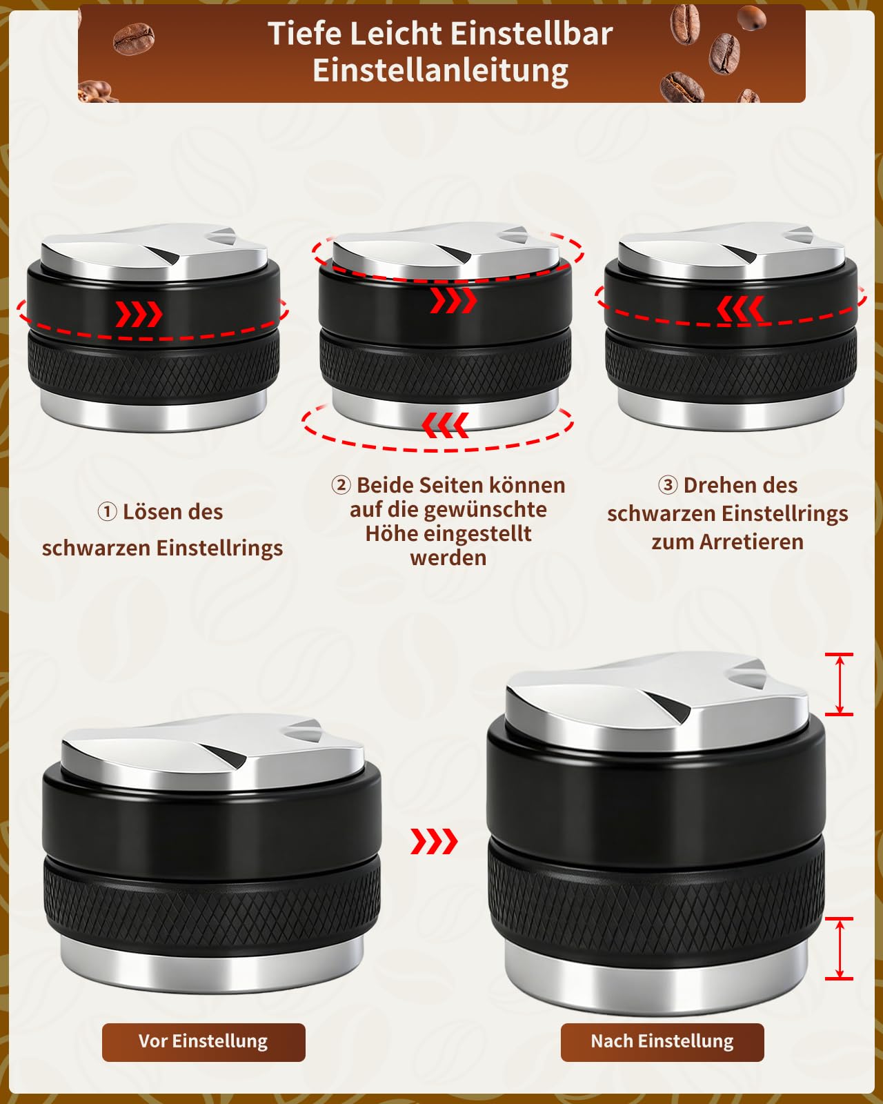 Akcesoria do sitka, 51 mm, dystrybutor kawy 51 mm, narzędzie do wyrównywania espresso, kompletny zestaw barista z narzędziem WDT, tamper, pierścieniem dozującym, krążkiem i szczotką do czyszczenia
