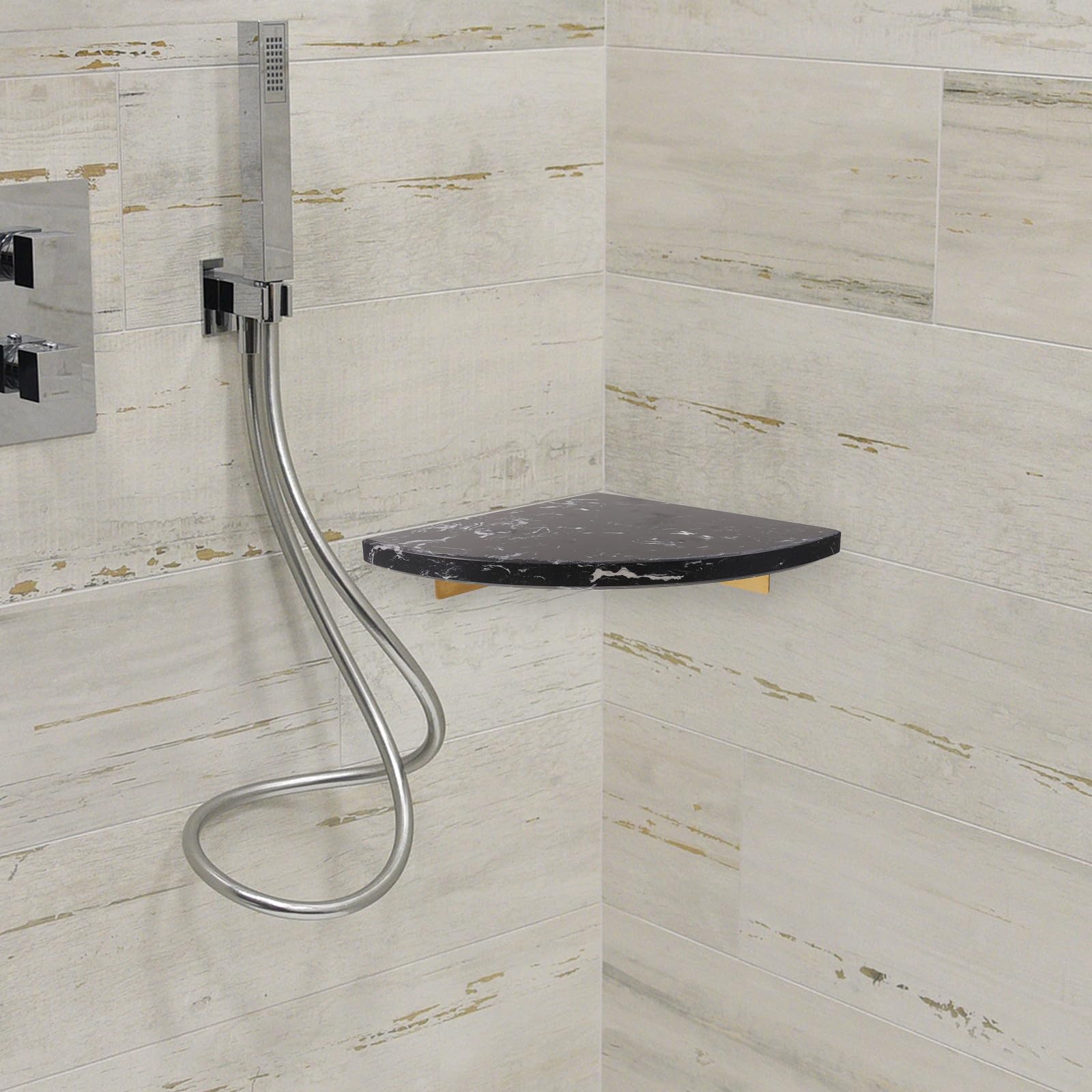 Zerodeko Mensole angolari per doccia, mensola angolare a parete nera, raggi | Mensola angolare in marmo per piante, foto o libri, decorazione versatile per la parete, mensole decorative angolari per la p