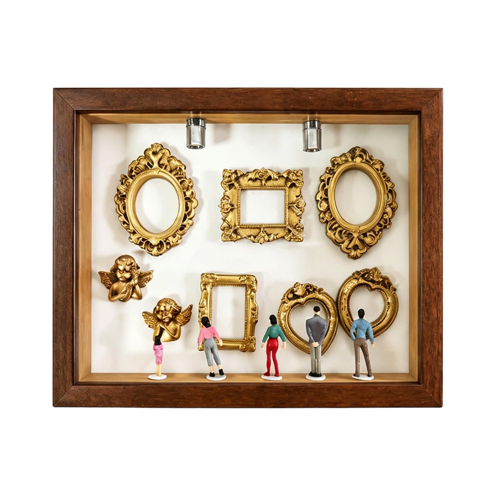 ZEPFJHE Diys Minis Museums Silhouetted Box, Shadows Box Frame Display Case, Personalize Photo Shadows Display with Figurine Diys Minis Museums Silhouetted