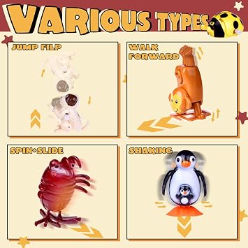 FUN LITTLE TOYS Wind Up Toys 25 PCs Assorted Animal Toys for Kid Party Favors, Pinata Filler Carniva Prizes Classroom Incentive Reward (Contents and Color May Vary)