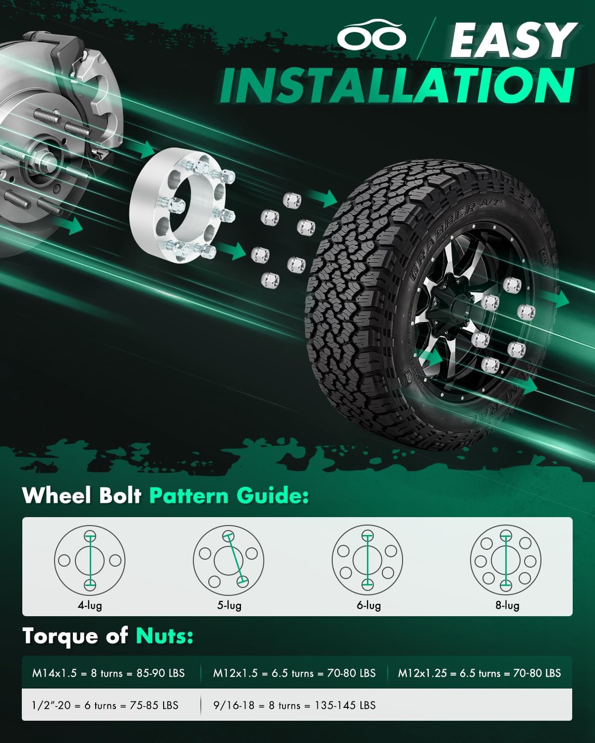 SCITOO 4X 2 inch 6 Lug Wheel Spacers 6x5.5 to 6x5.5 6x139.7 to 6x139.7 108mm Compatible with for Yukon XL Sierra 1500 Wheel Spacers for Tahoe Wheel Spacers for Escalade Wheel Spacers with 14x1.5 Studs