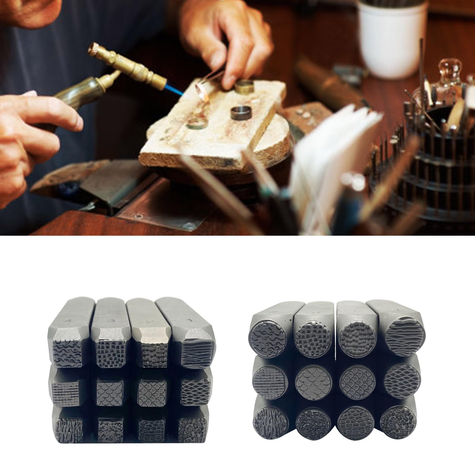 12Pcs Incisione Set di Scalpelli in Metallo Set di Gioielli Intaglio Strumento Scalpelli Metallo Struttura in Acciaio per la creazione di gioielli Artigianato Strumenti per Incisione