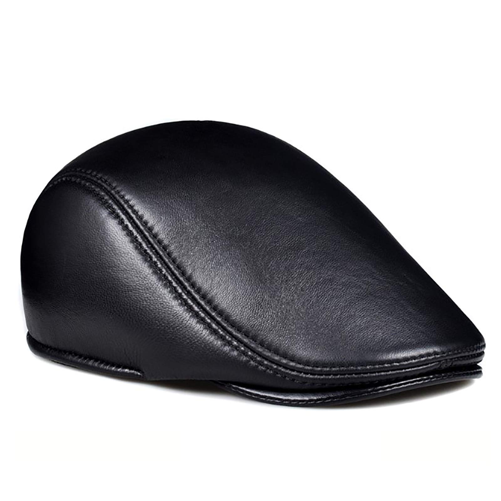 G&F Berretti Uomini Pelle Cappello Pelle Pecora Tenere Caldo Cappellino Cotone per Anziani 54-62 Cm Inverno