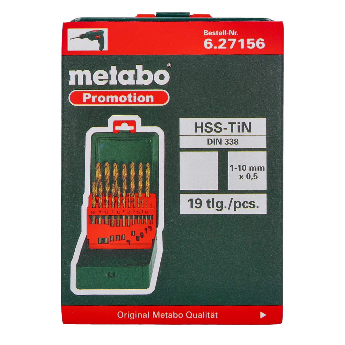 Metabo 627156000 HSS-TIN Twist Drills (19 pcs.), Green, Set of 19 Pieces - Image 4