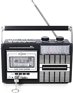 CYTBEK Portable Cassette Boombox, Bluetooth Boombox With Cassette Player and AM/FM Radio Speaker and Earphone Jack, Classic 80s Style With Modern Technology