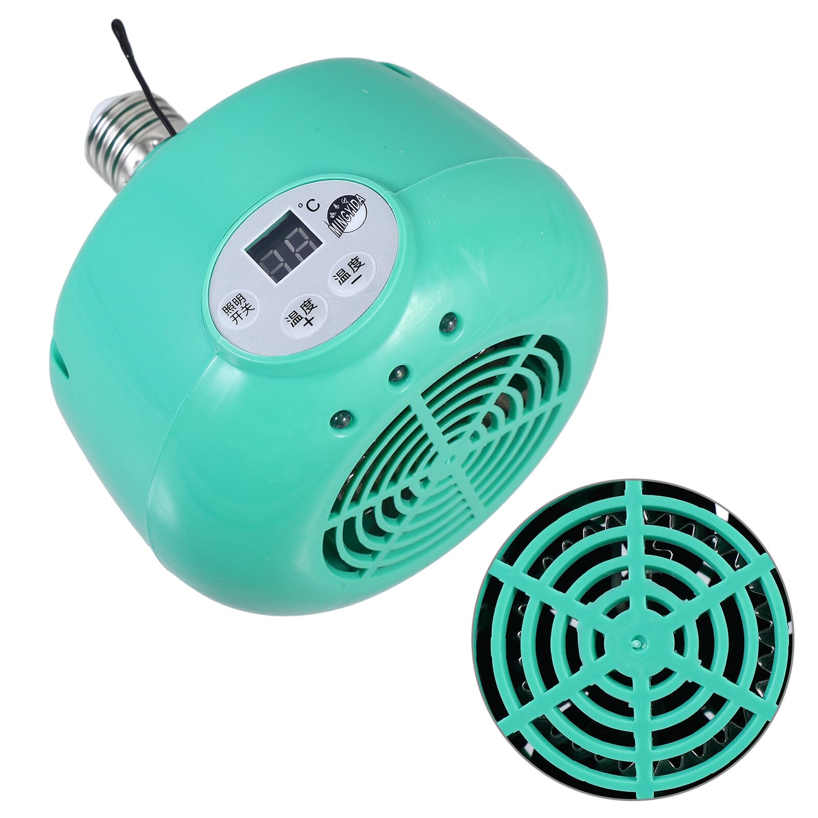 Lámpara de Calor Temperatura Inteligente para Reptiles | Alta Eficiencia Térmica, Cuerpo de Plástico y Metal, Color Verde, Hámsters