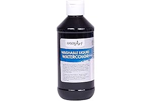 Handy Art Washable Liquid Watercolor Paints for Kids 8 Ounces in Black
