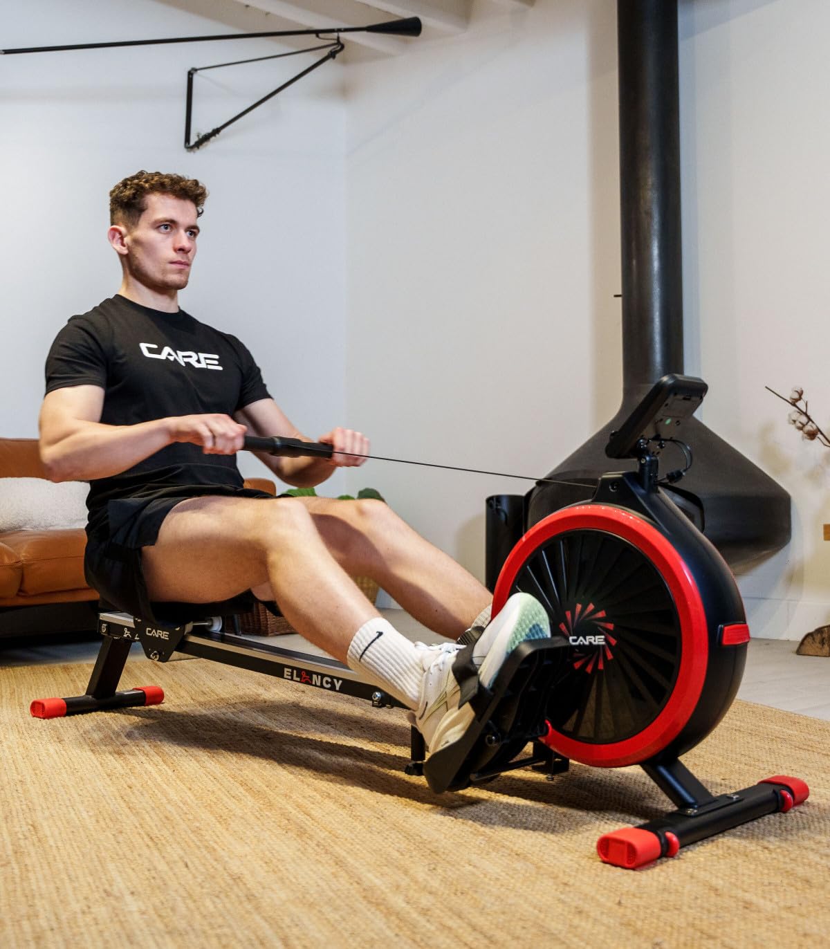 Care Fitness - Vogatore - Elancy - Pedali Antiscivolo - Freno Magnetico Silenzioso - 16 Livelli di Resistenza - 7 Funzioni