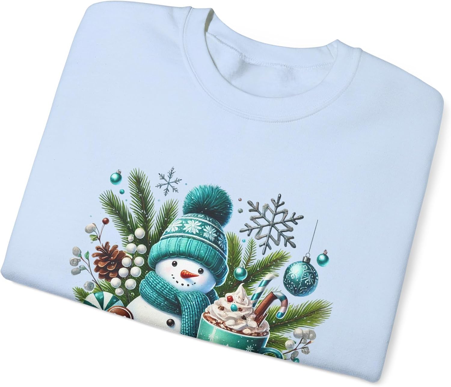 Cozy Holiday Crewneck Sweatshirt with Snowman Design, Winter Sweatshirt, Gift for Her, Christmas Apparel, Festive Sweater
