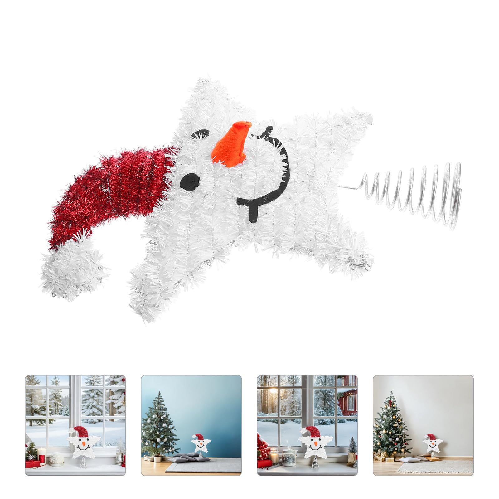 Beaupretty 4 Pièces Décoration de Sapin Bonhomme de Neige Étoile, Blanc,