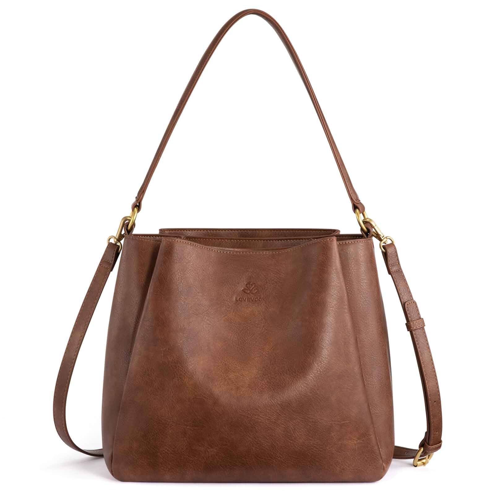 LOVEVOOK Hobo Bag for Women with Three Large Compartments Womens Purse Waterproof Handbags with Adjustable Crossbody Strap, Vegan Leather Shoulder Bag for Work Shopping Travel, Fits 11" Tablet