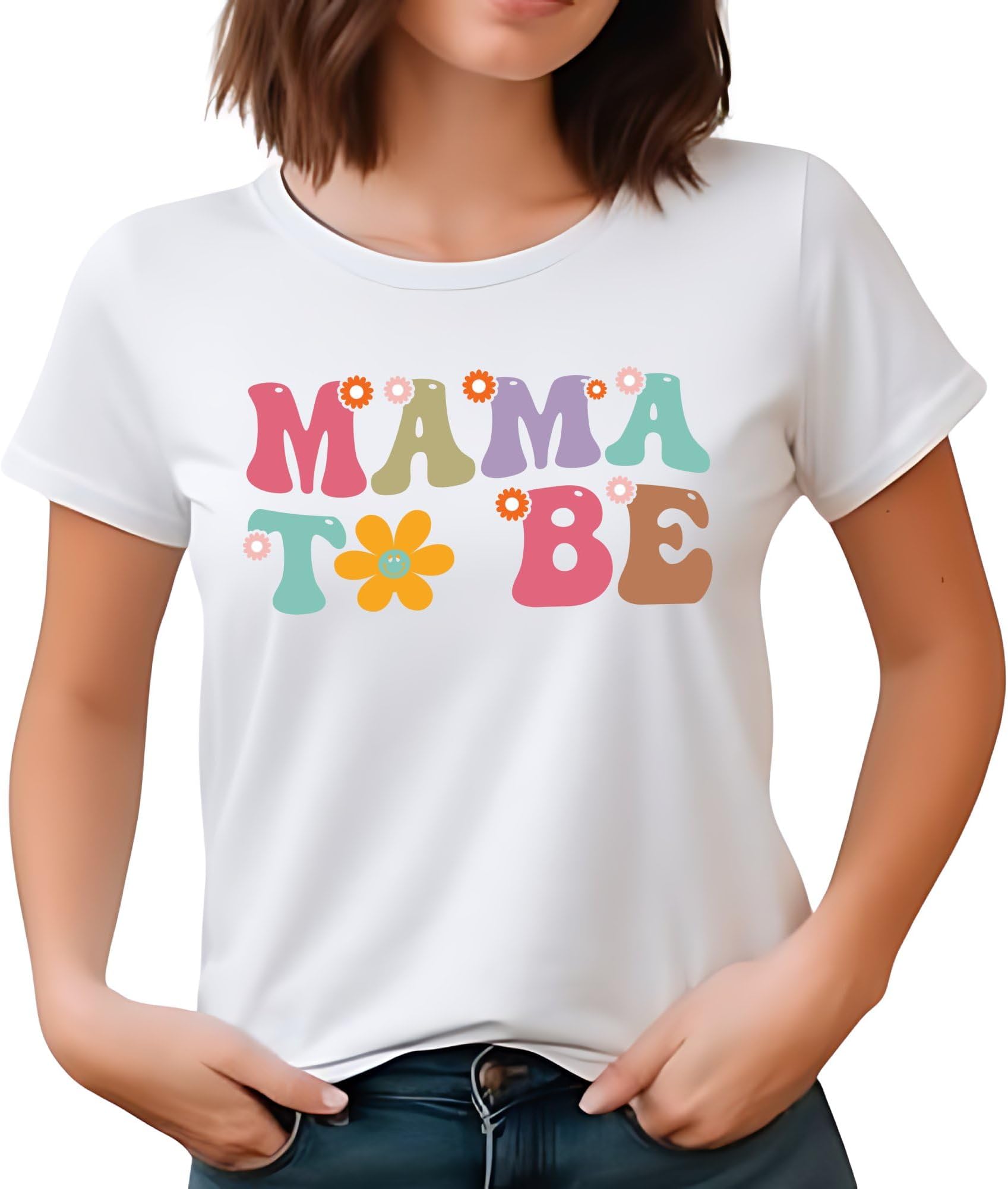 Seek Buy LoveMama Bear Floral T-Shirt, Cute Mom Gift, Mother's Day Tee, Women's Fashion, Comfortable Casual Wear, Spring Top