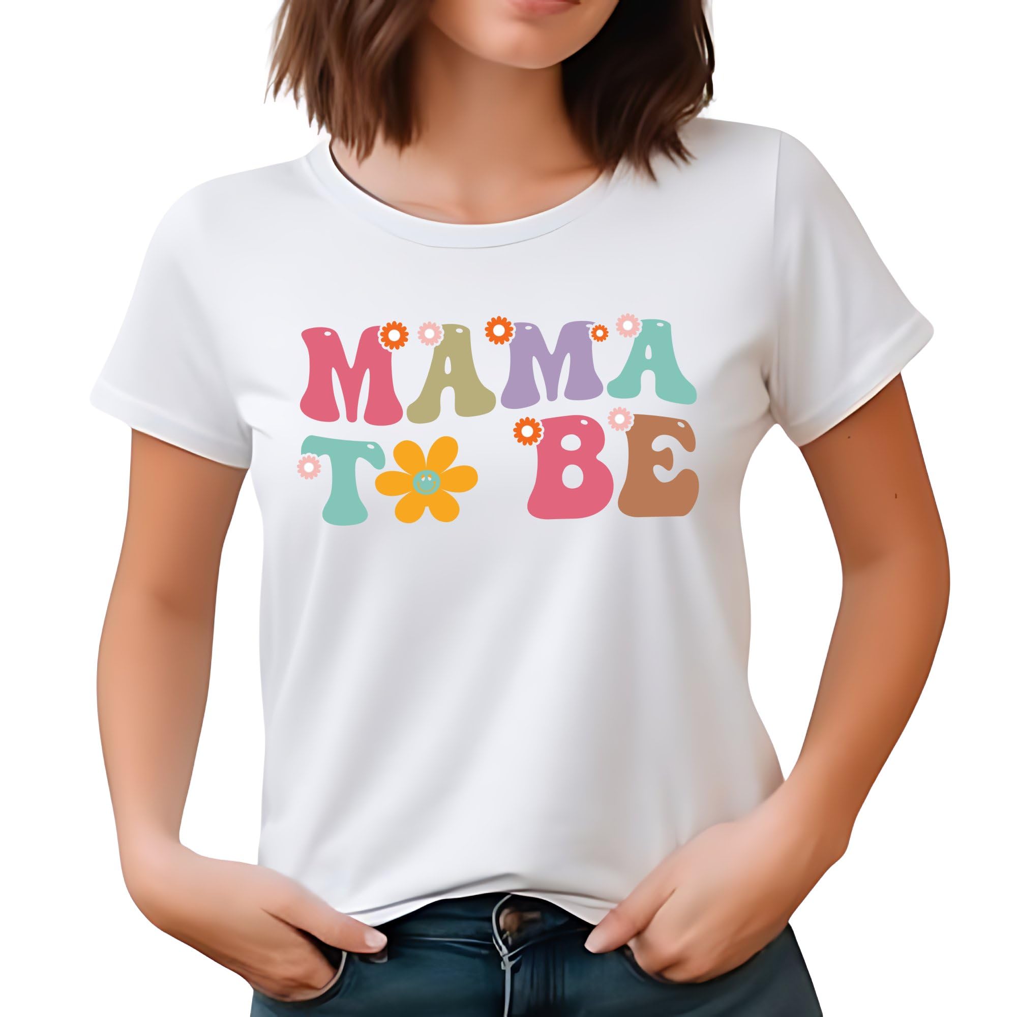 Seek Buy LoveMama Bear Floral T-Shirt, Cute Mom Gift, Mother's Day Tee, Women's Fashion, Comfortable Casual Wear, Spring Top