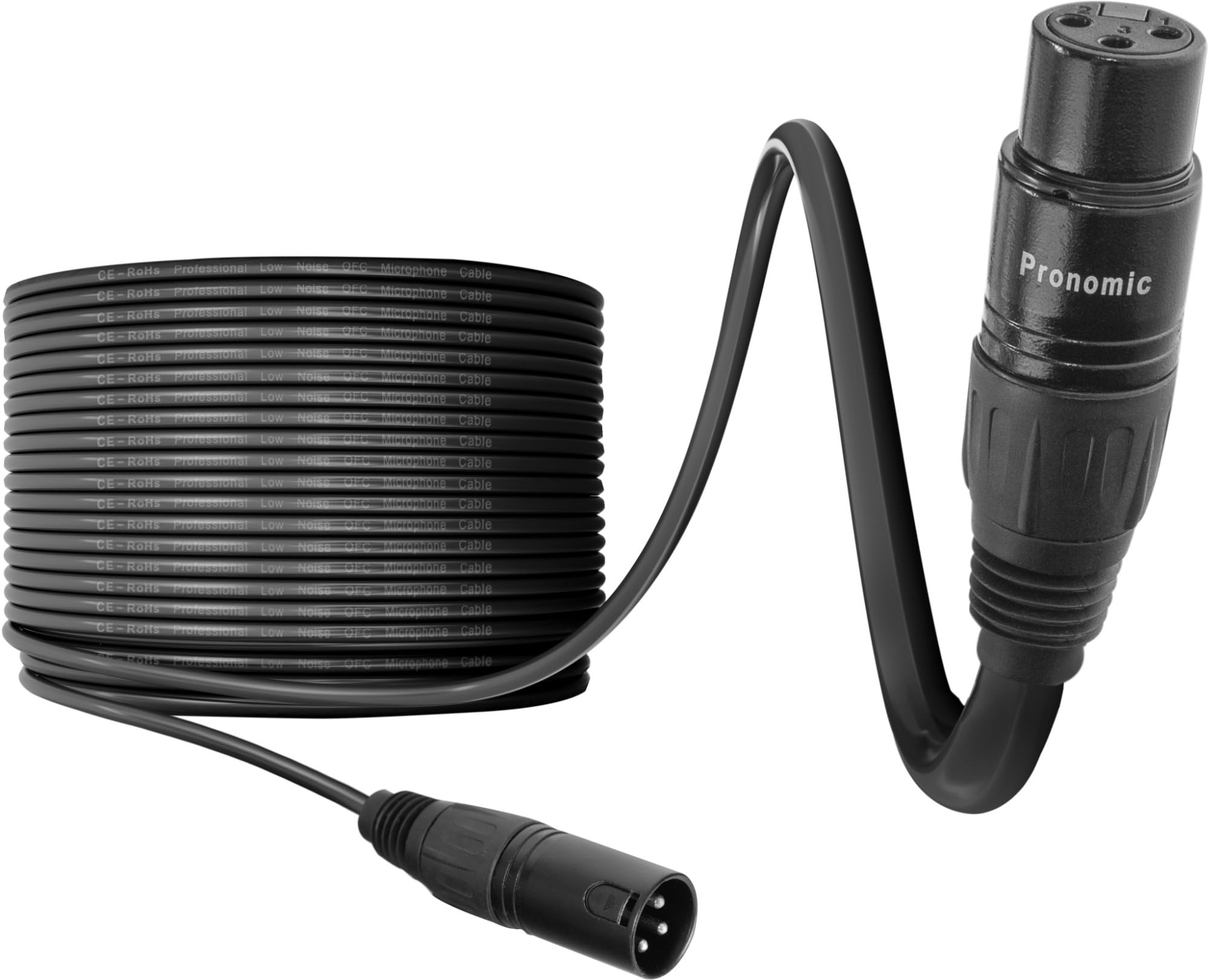 Pronomic Stage XFXM-100 Cavo Microfono XLR 100 m Nero, Lunghezza: 100 m | Connettori: XLR femmina 3 poli ? XLR maschio 3 poli, Sezione conduttore: 0, 226 mm², Colore guaina: nero, Chiusura a strappo