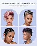 Mini Fer plat pour cheveux courts, 3/10" Crayon Fer plat avec 9 Temps ajustable, petit lisseur de cheveux pour les coupes de pixie, les bangs & Bords, Plaques flottantes en céramique, Double tension, Arrêt automatique