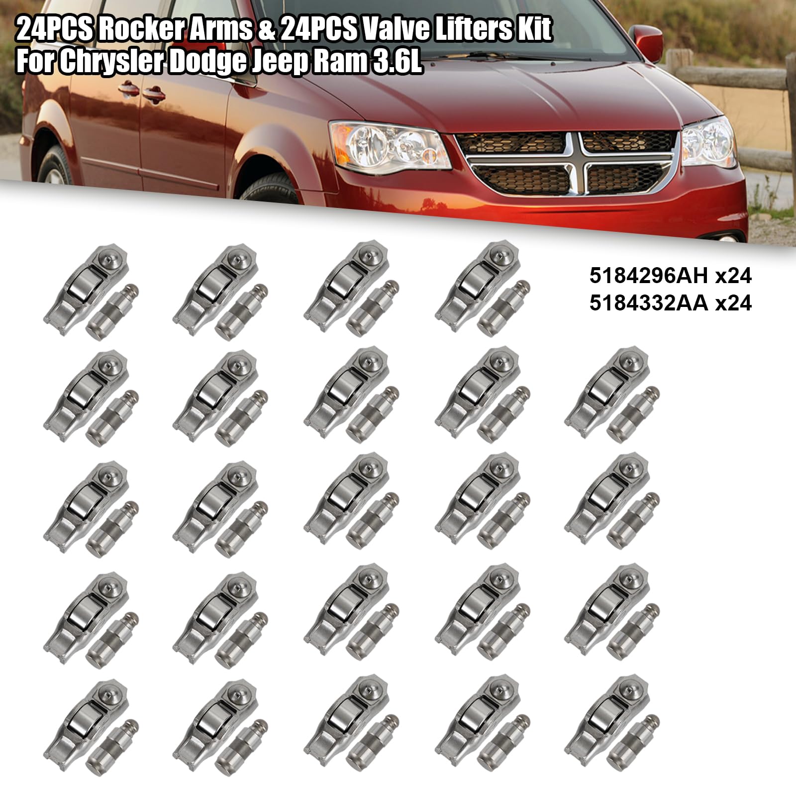 24PCS Rocker Arms & 24PCS Valve Lifters Kit für Chrysler für Dodge für Jeep Ram 3.6L