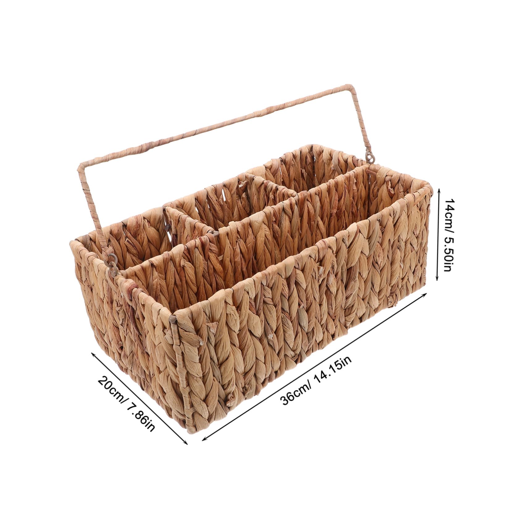 Cabilock Cesta De Almacenamiento De Mano Tejida De Paja Canasta Cestos Almacenaje Cesta De Almacenamiento Tejido a Mano Soporte De Cubiertos Light Brown