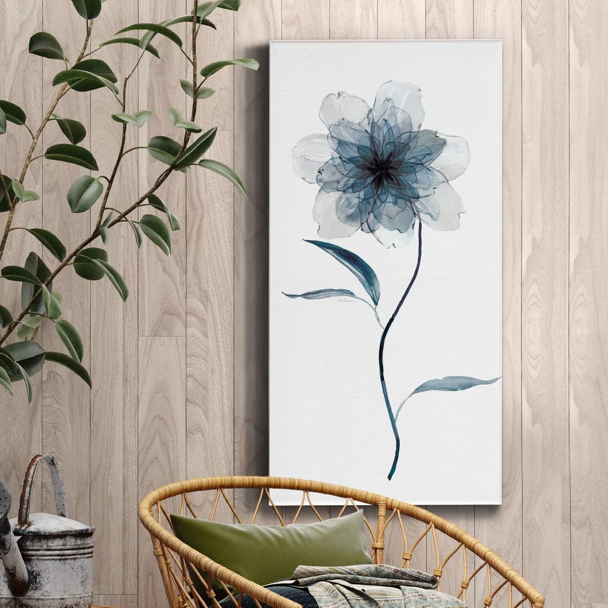 Renditions Gallery Canvas Wall Art, Wall Décor Canvas, Modern, Contemporary, Rustic, Romantic, & Industrial, Ready to Hang - Indigo Floral II 8X16