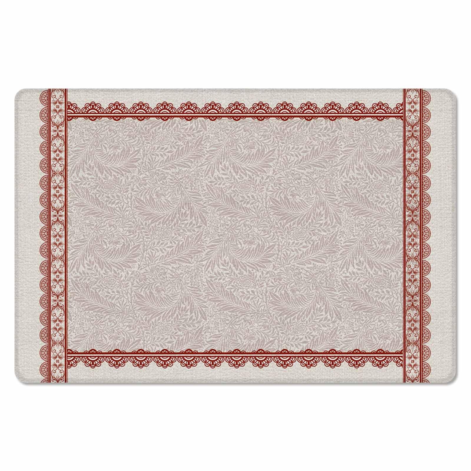 Boho Leaves Antifatigue Kitchen Bath Door Mat Cushioned Runner Rug,Washable Welcome Floor Sink Mat,Waterproof & Non-Slip Standing Doormat for Kitchen,Farmhouse Bohemian Floral Flower Beige 24