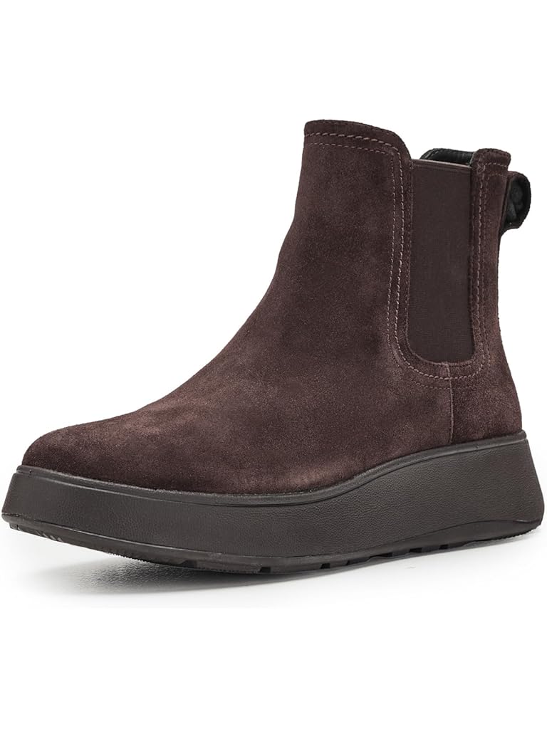 Brown FitFlop F-Mode Stitch Warm Suede Chelsea Boots