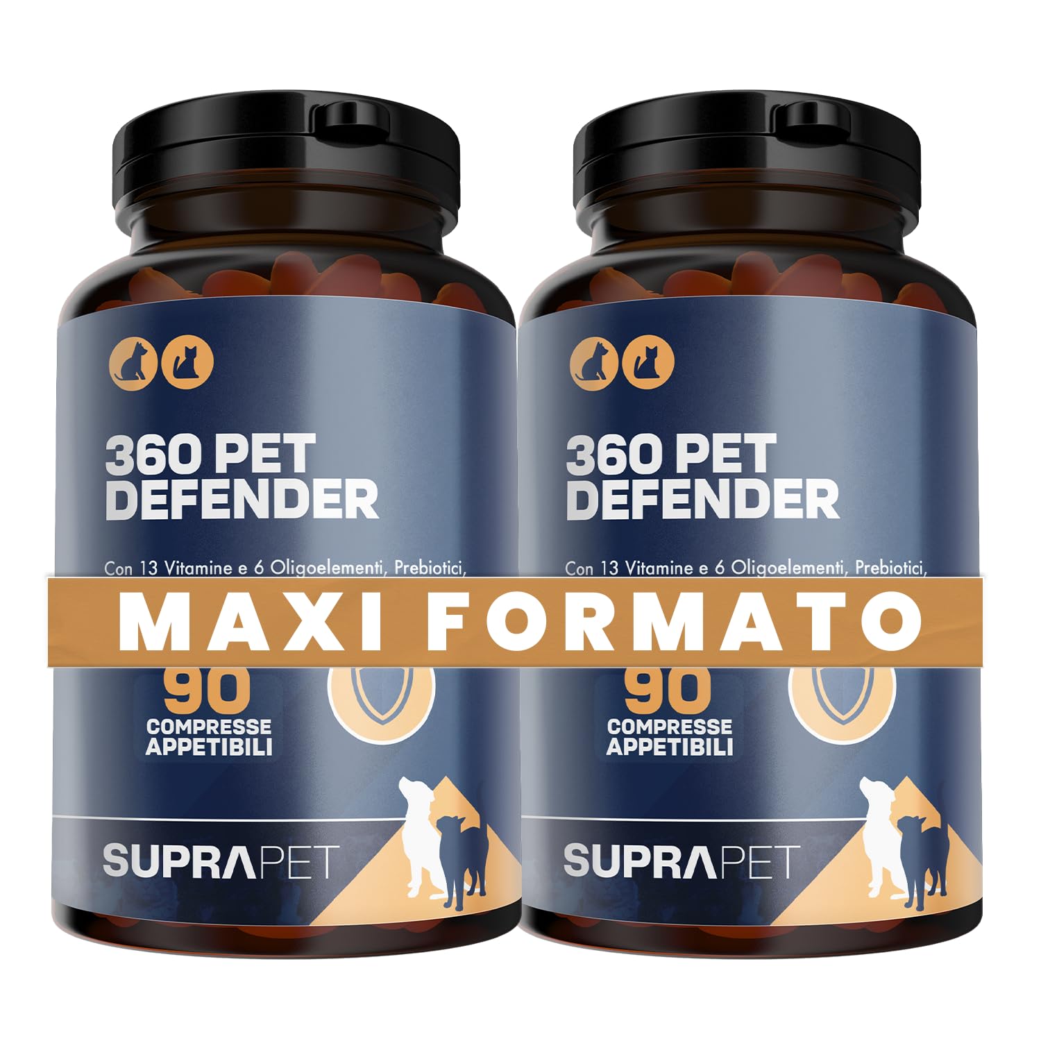 Multivitaminico Cani e Gatti 180 Compresse Appetibili - Per Sistema Immunitario, Articolazioni, Pelo con 13 Vitamine, 6 Minerali, Aminoacidi Essenziali, Cardo Mariano e Carciofo, 360 Pet Defender