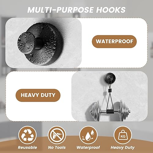 Miniatura 4 de BKV Ganchos de ventosa para ventana de cristal, ganchos de ducha extraíbles para ducha interior, ganchos de metal para toallas para baños, paquete