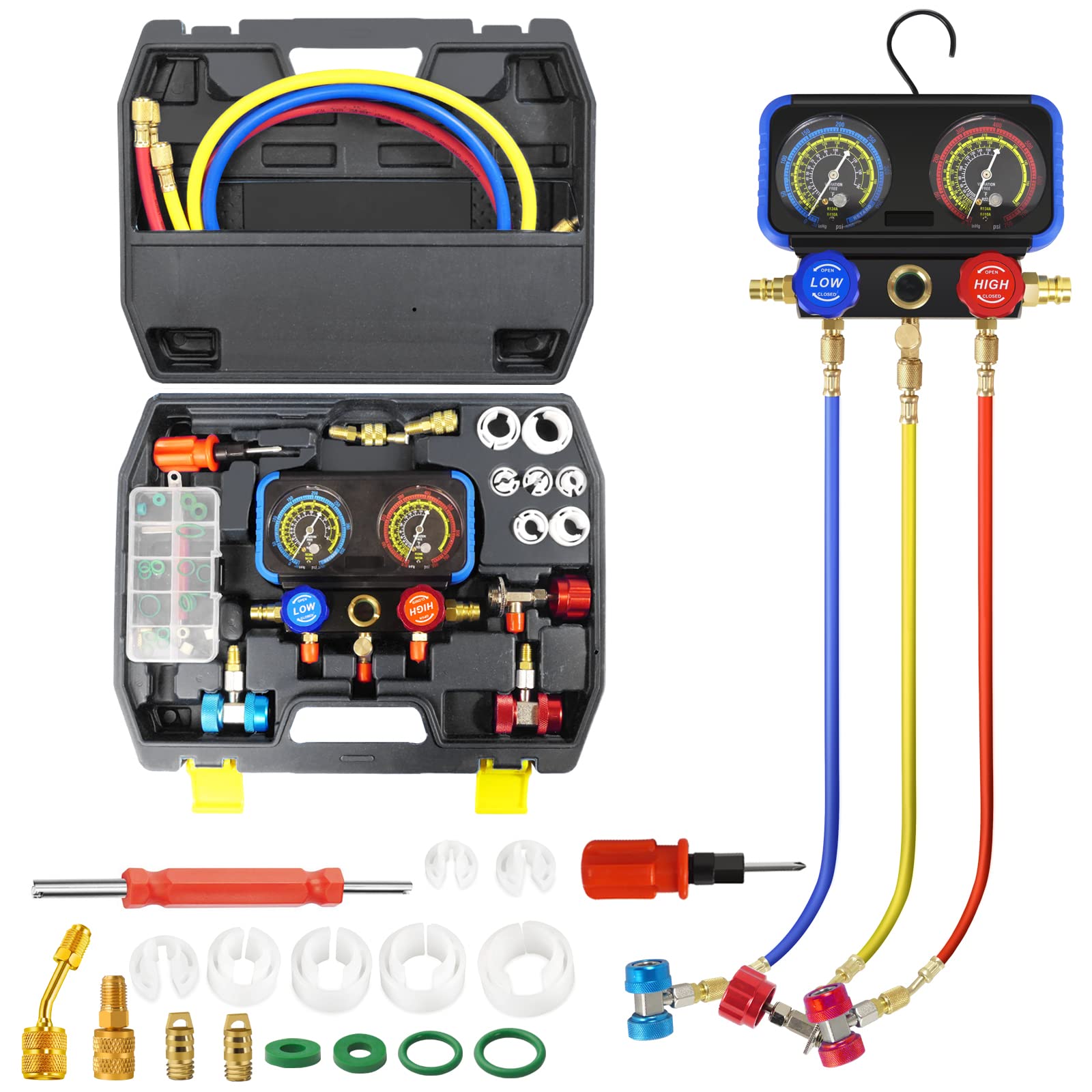 Buy BINGENUO 3 Way AC Manifold Gauge Set HVAC Gauges kit AC Freon