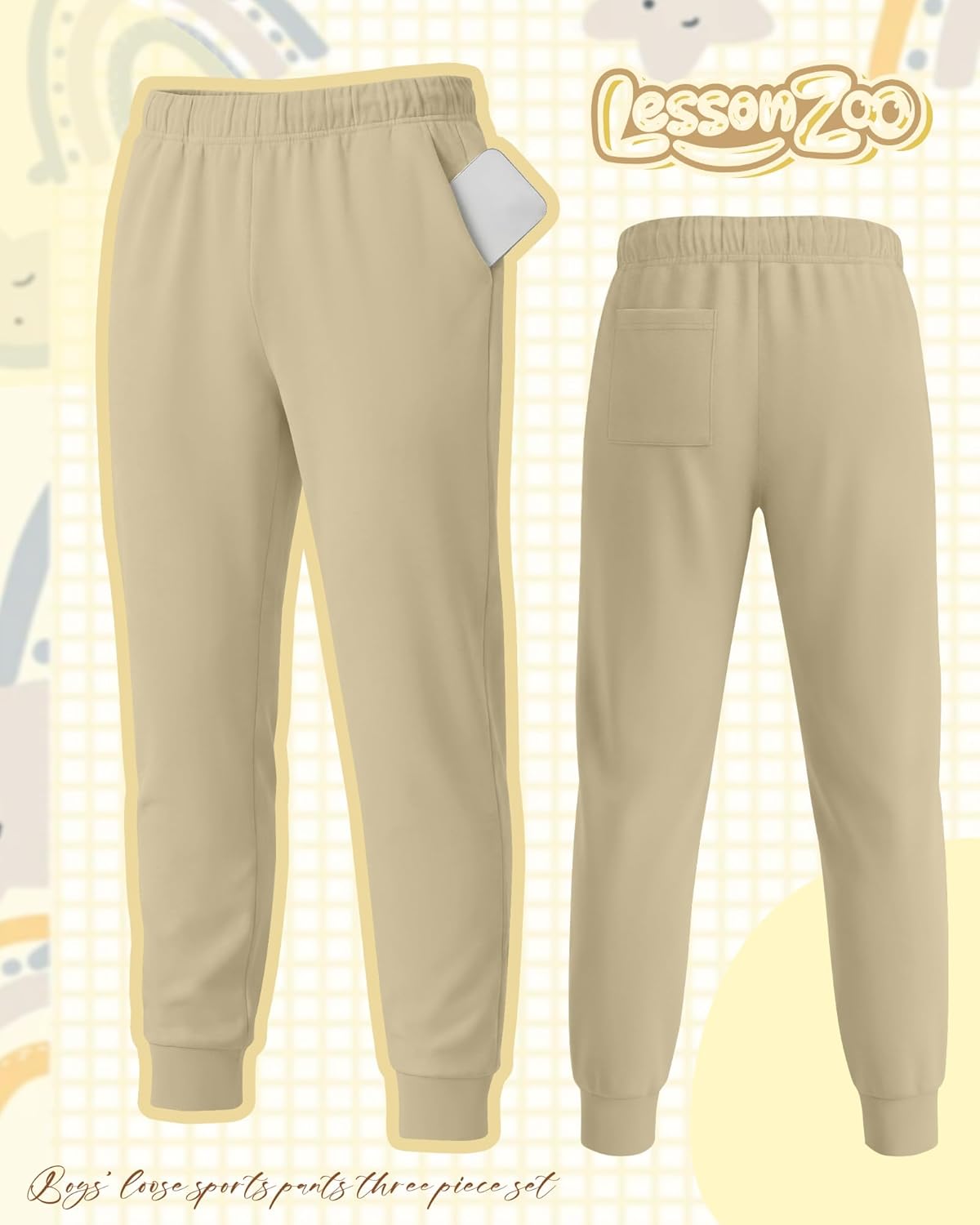 5 Pack Boys Sweatpants Kids Active Jogger Youth Casual Athletic Pants Lightweight Soft Sweat Pants with Pocket - Image 3