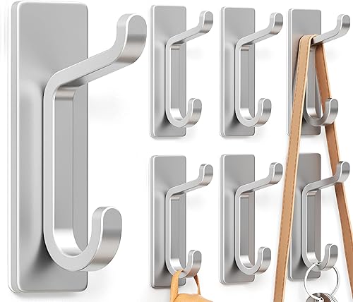 Vista 18 de Ganchos de pared para abrigo y toalla: colgador adhesivo de puerta de 13 libras, color blanco, paquete de 4 Blanco,Negro -,Níquel