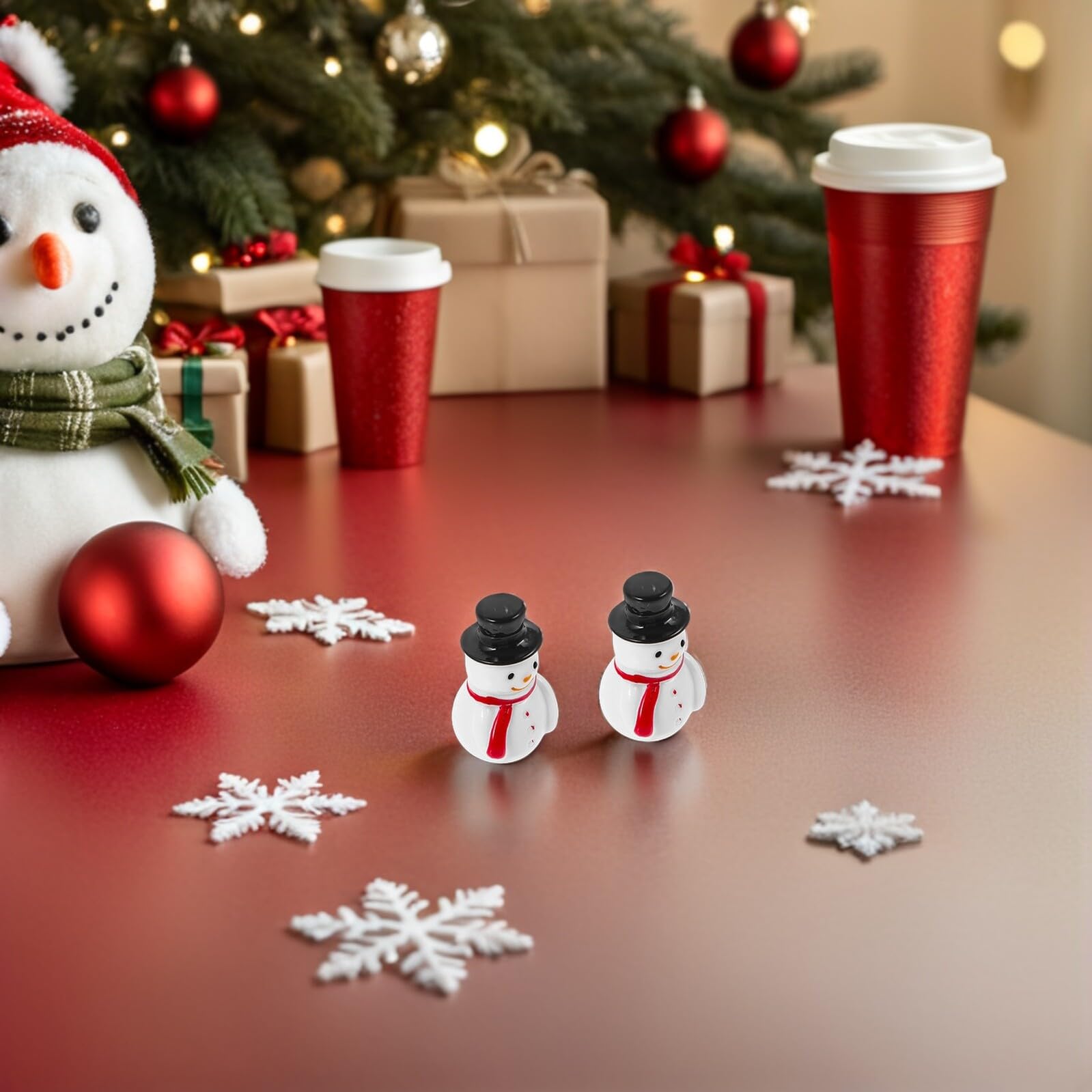 VALICLUD 100piezas Decoración de Mini Muñeco de Nieve Figuras de Resina para Manualidades de Invierno para Micropaisajes Navideños Decoración de Muñeco de Navideño para Fiestas de Cumpleaño