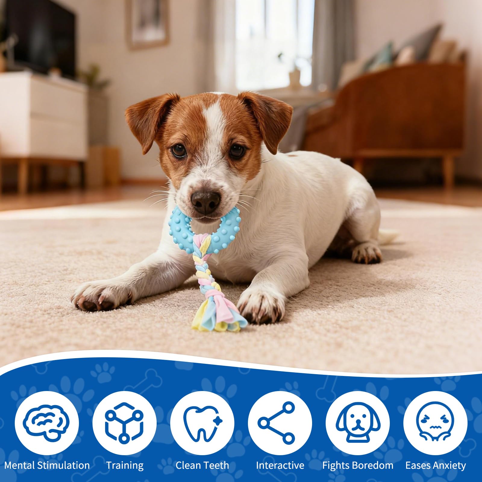 Gimnasio de juego para cachorros con 8 juguetes colgantes, juguetes de gimnasio de selva para perros pequeños con marco de PVC, juguete interactivo para cachorros con correas elásticas para