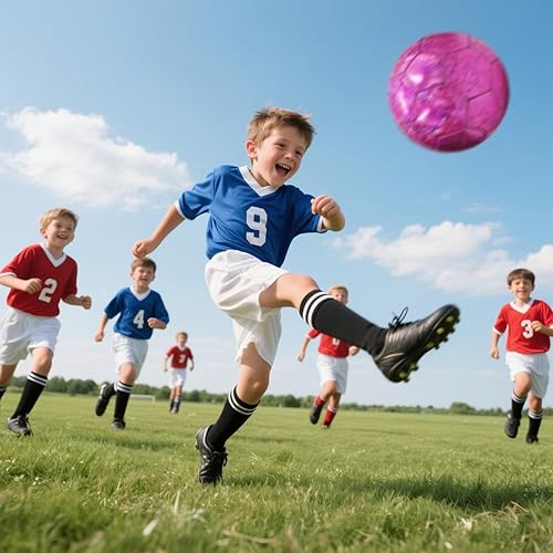 Miniatura 4 de ABAJI Balón de fútbol tamaño 3 4 5 patrón brillante cuero suave práctica entrenamiento regalo de fútbol para niños niñas viene con aguja de bomba