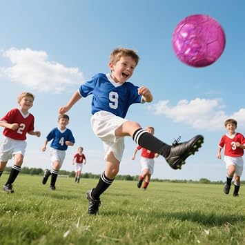 ABAJI Soccer Ball Size 3 4 5 Shiny Pattern Soft Leather Practice Training Gift Soccerball for Boys Girls Come with Pump Needle
